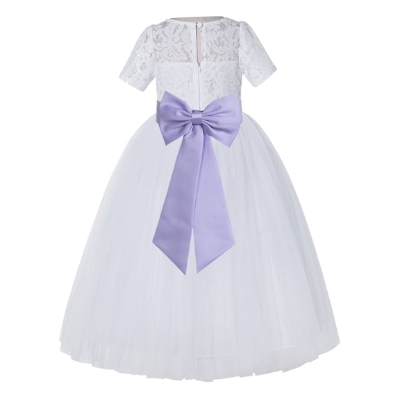 Ekidsbridal White Floral Lace Vintage Flower Girl Dresses Beauty Pageant Wedding Tulle Gown LG2T 5