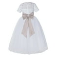 thumbnail image 1 of Ekidsbridal White Floral Lace Vintage Flower Girl Dresses Beauty Pageant Wedding Tulle Gown LG2T 6, 1 of 3