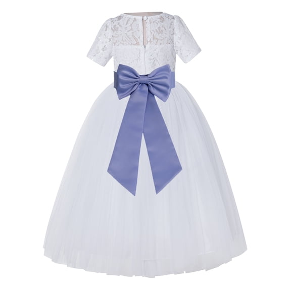 Ekidsbridal White Floral Lace Vintage Flower Girl Dresses Beauty Pageant Wedding Tulle Gown LG2T 8