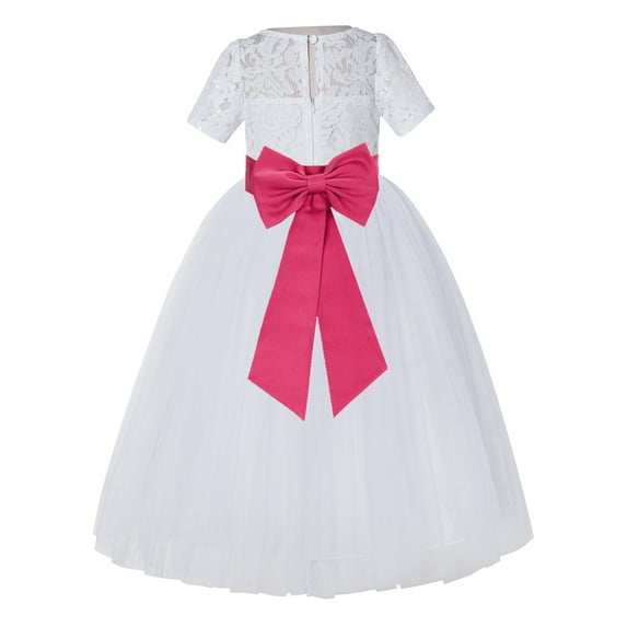 Ekidsbridal White Floral Lace Vintage Flower Girl Dresses Beauty Pageant Wedding Tulle Gown LG2T 8