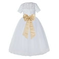 thumbnail image 1 of Ekidsbridal White Floral Lace Vintage Flower Girl Dresses with Colored Sash Communion Baptism Gown for Church LG2T 10, 1 of 3