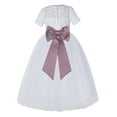 thumbnail image 1 of Ekidsbridal White Floral Lace Vintage Flower Girl Dresses with Colored Sash Communion Baptism Gown for Church LG2T 5, 1 of 3