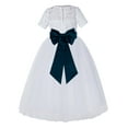 thumbnail image 1 of Ekidsbridal White Floral Lace Vintage Flower Girl Dresses with Colored Sash Communion Baptism Gown for Church LG2T 6, 1 of 3