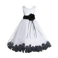 thumbnail image 1 of Ekidsbridal White Floral Rose Petals Tulle Flower Girl Dress for Toddler Junior Pageant Wedding Reception Communion Baptism 007 2, 1 of 2