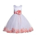 thumbnail image 1 of Ekidsbridal White Floral Rose Petals Tulle Flower Girl Dress for Toddler Junior Pageant Wedding Reception Communion Baptism 007 4, 1 of 2