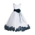 thumbnail image 1 of Ekidsbridal White Floral Rose Petals Tulle Flower Girl Dress for Toddler Junior Pageant Wedding Reception Communion Baptism 007 4, 1 of 3
