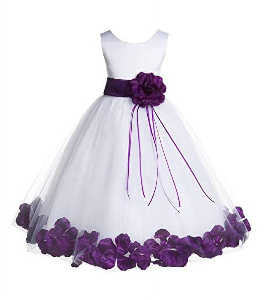 Cute White Toddler Formal Gowns Cut Flower Girl Dress With Handmand Flowers OF104 main image 1