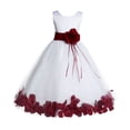 thumbnail image 1 of Ekidsbridal White Floral Rose Petals Tulle Flower Girl Dress for Toddler Junior Pageant Wedding Reception Communion Baptism 007 8, 1 of 2