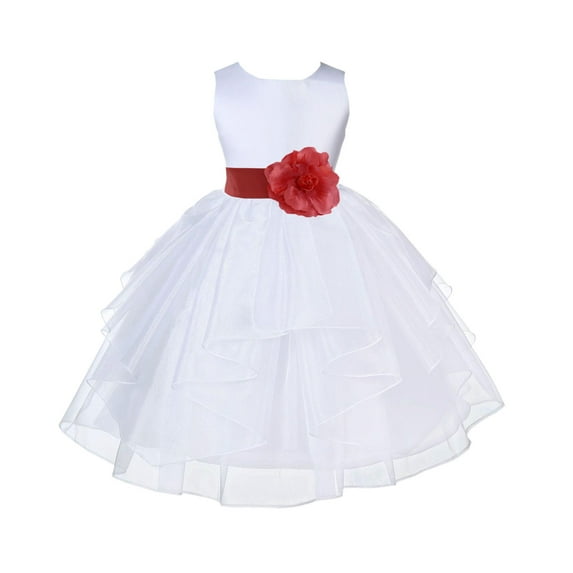 Ekidsbridal White Guava Shimmering Organza Flower Girl Dress Junior Bridesmaid Wedding Pageant Communion Baptism Gown 4613T S
