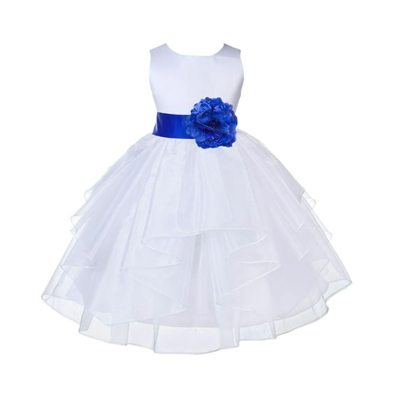 Ekidsbridal White Horizon Shimmering Organza Flower Girl Dresses for Toddlers Wedding Beauty Pageant Communion Baptism Gown 4613S 4
