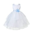 thumbnail image 1 of Ekidsbridal White Ice Blue Shimmering Organza Flower Girl Dresses for Toddlers Wedding Beauty Pageant Communion Baptism Gown 4613S M, 1 of 3