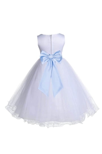White Dress Blue Satin Sash