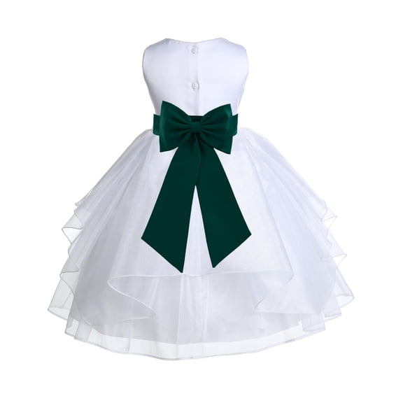 Ekidsbridal White Jade Shimmering Organza Flower Girl Dress Junior Bridesmaid Wedding Pageant Communion Baptism Gown 4613T 4