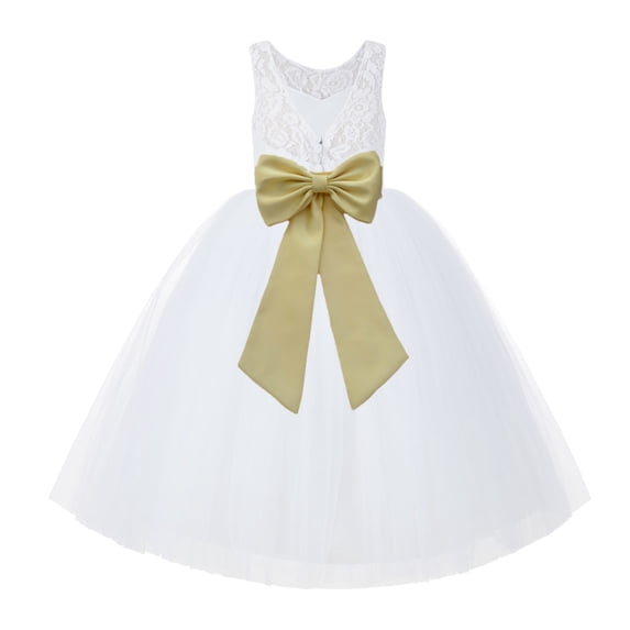 Ekidsbridal White Lace Back Tutu Tulle Flower Girl Dress Christening Gown 212noFT 10