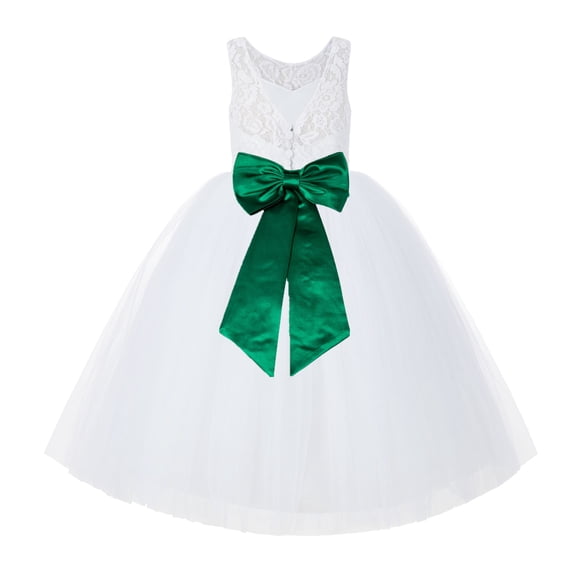 Ekidsbridal White Lace Back Tutu Tulle Flower Girl Dress Christening Gown 212noFT 10