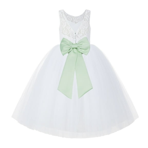 Ekidsbridal White Lace Back Tutu Tulle Flower Girl Dress Christening Gown 212noFT 10