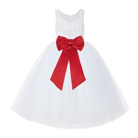 Ekidsbridal White Lace Back Tutu Tulle Flower Girl Dress Christening Gown 212noFT 3
