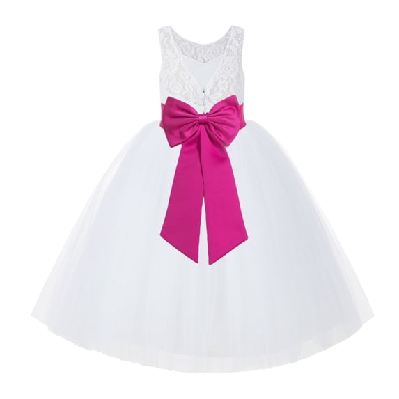 Ekidsbridal White Lace Back Tutu Tulle Flower Girl Dress Christening Gown 212noFT 5