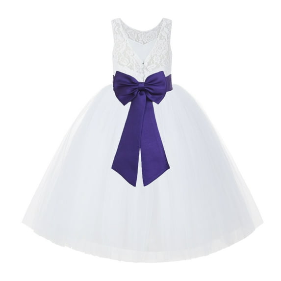 Ekidsbridal White Lace Back Tutu Tulle Flower Girl Dress Christening Gown 212noFT 8