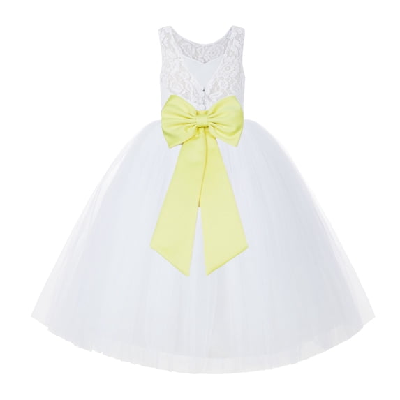 Ekidsbridal White Lace Back Tutu Tulle Flower Girl Dress Christening Gown 212noFT 8