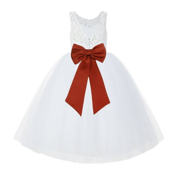 Ekidsbridal White Lace Back Tutu Tulle Flower Girl Dress Christening Gown 212noFT 2