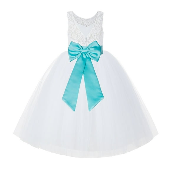 Ekidsbridal White Lace Back Tutu Tulle Flower Girl Dress Communion Baptism 212noFT 2