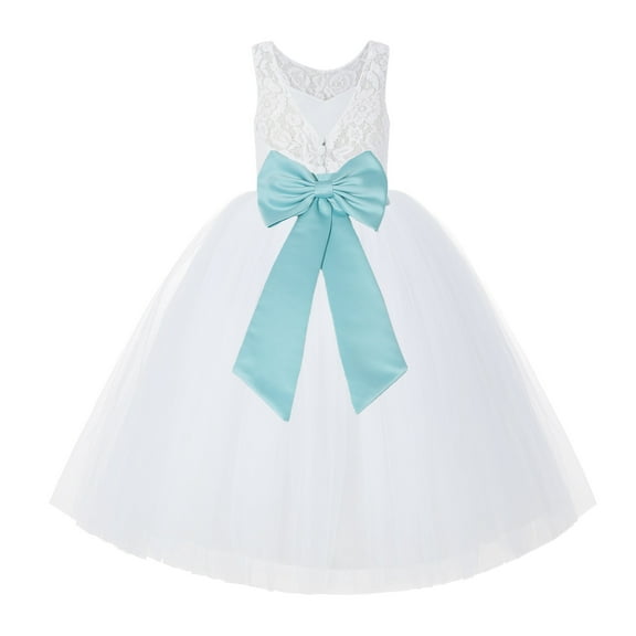 Ekidsbridal White Lace Back Tutu Tulle Flower Girl Dress Communion Baptism 212noFT 2