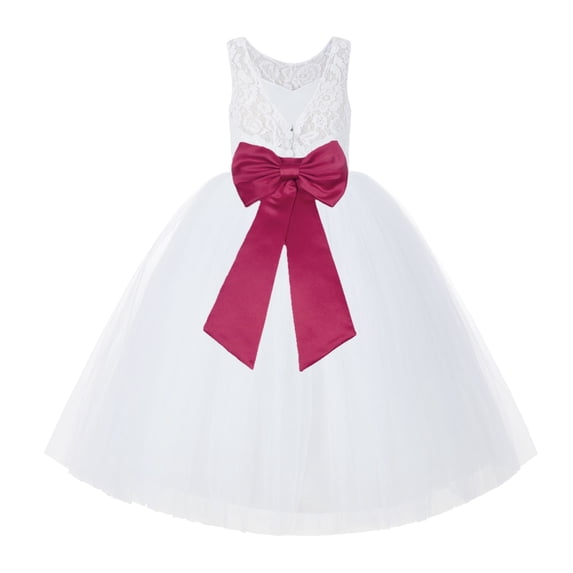 Ekidsbridal White Lace Back Tutu Tulle Flower Girl Dress Communion Baptism 212noFT 6