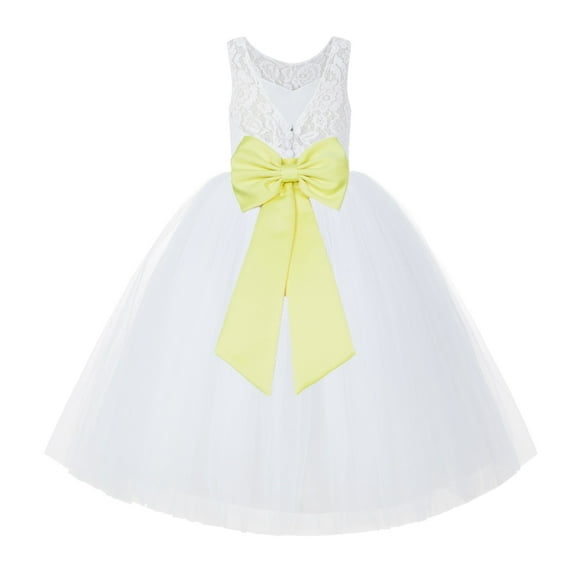 Ekidsbridal White Lace Back Tutu Tulle Flower Girl Dress Christening Gown 212noFT 6