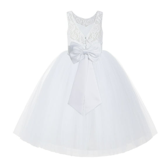Ekidsbridal White Lace Back Tutu Tulle Flower Girl Dress Communion Baptism 212noFT 7