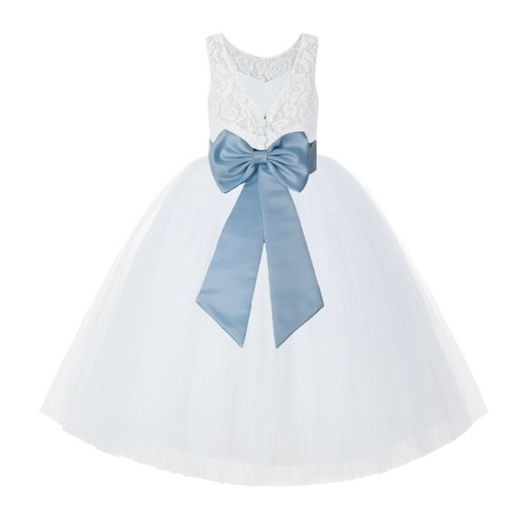 Ekidsbridal White Lace Back Tutu Tulle Flower Girl Dress Communion Baptism 212noFT 8