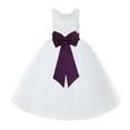 thumbnail image 1 of Ekidsbridal White Lace Back Tutu Tulle Flower Girl Dress Communion Baptism 212noFT 8, 1 of 3