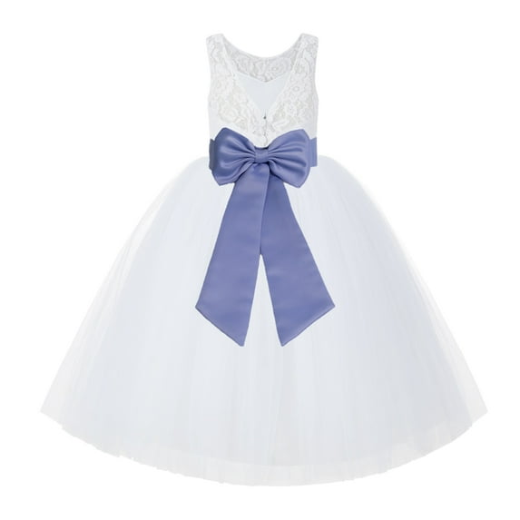 Ekidsbridal White Lace Back Tutu Tulle Flower Girl Dress Communion Baptism 212noFT 8
