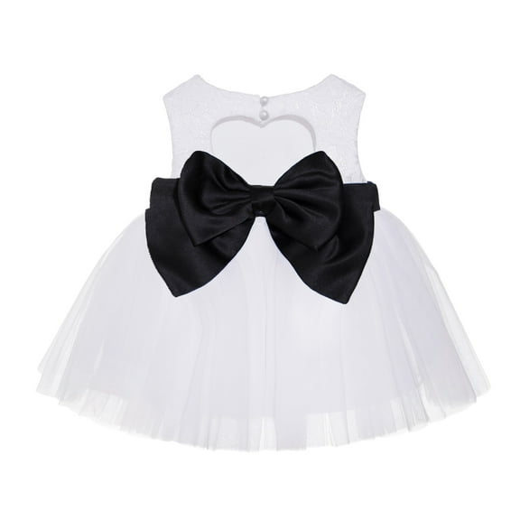 Ekidsbridal White Lace Heart Cutout Junior Flower Girl Dress Communion Baptism Christening Gown for Church BB1 M