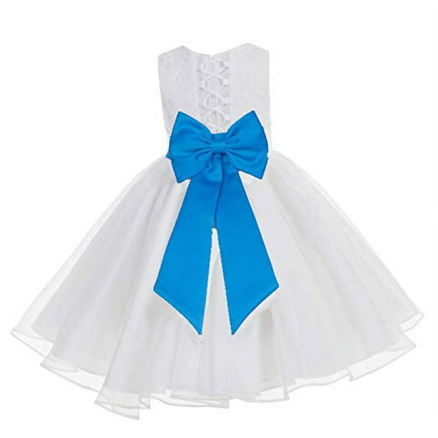 Ekidsbridal White Lace Organza Flower Girl Dress Formal Photoshoot Evening Gown for Social Events 186T 10