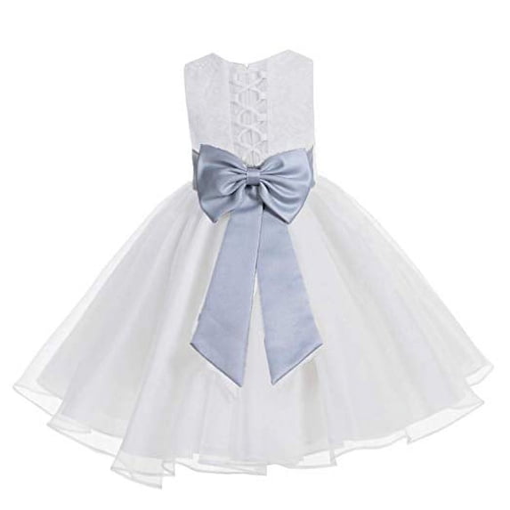 Ekidsbridal White Lace Organza Flower Girl Dress with Colored Sash for Toddlers Formal Evening Gown Pretty Princess 186T 10