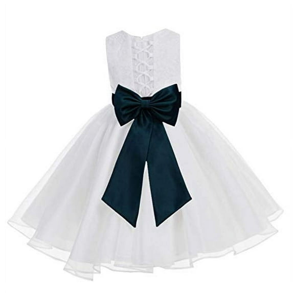 Ekidsbridal White Lace Organza Flower Girl Dress Toddler Christening Princess Pageant Communion Baptism Ballroom Gown 186T 10
