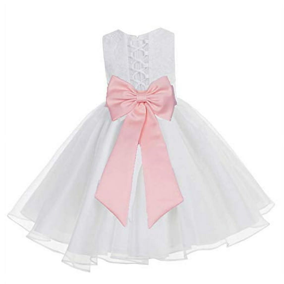 Ekidsbridal White Lace Organza Flower Girl Dress Formal Photoshoot Evening Gown for Social Events 186T 6