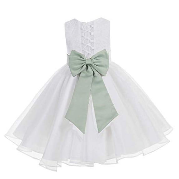 Ekidsbridal White Lace Organza Flower Girl Dress Formal Photoshoot Evening Gown for Social Events 186T 8