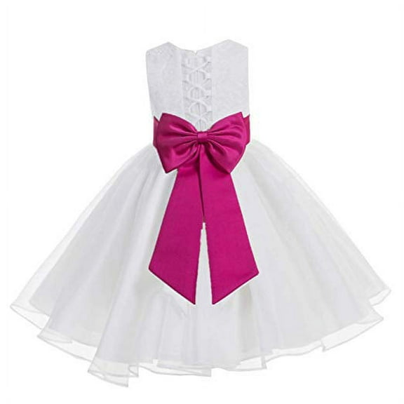 Ekidsbridal White Lace Organza Flower Girl Dress Formal Photoshoot Evening Gown for Social Events 186T M