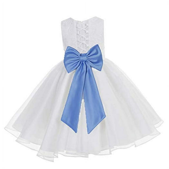 Ekidsbridal White Lace Organza Flower Girl Dress Formal Photoshoot Evening Gown for Social Events 186T M