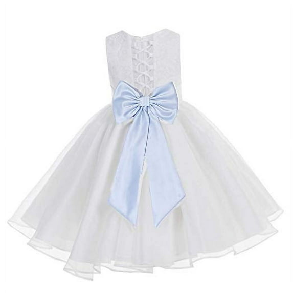 Ekidsbridal White Lace Organza Flower Girl Dress Toddler Christening Princess Pageant Communion Baptism Ballroom Gown 186T M