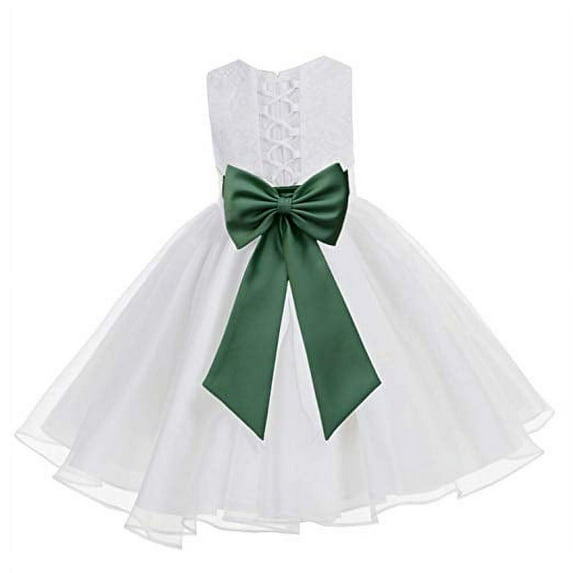 Ekidsbridal White Lace Organza Flower Girl Dress with Colored Sash for Toddlers Formal Evening Gown Pretty Princess 186T 2