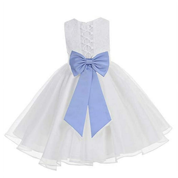Ekidsbridal White Lace Organza Flower Girl Dress with Colored Sash for Toddlers Formal Evening Gown Pretty Princess 186T 2