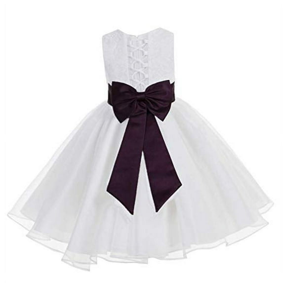 Ekidsbridal White Lace Organza Flower Girl Dress Toddler Christening Princess Pageant Communion Baptism Ballroom Gown 186T 2