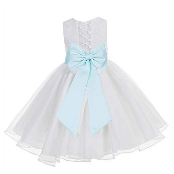 Ekidsbridal White Lace Organza Flower Girl Dress Toddler Christening Princess Pageant Communion Baptism Ballroom Gown 186T 4