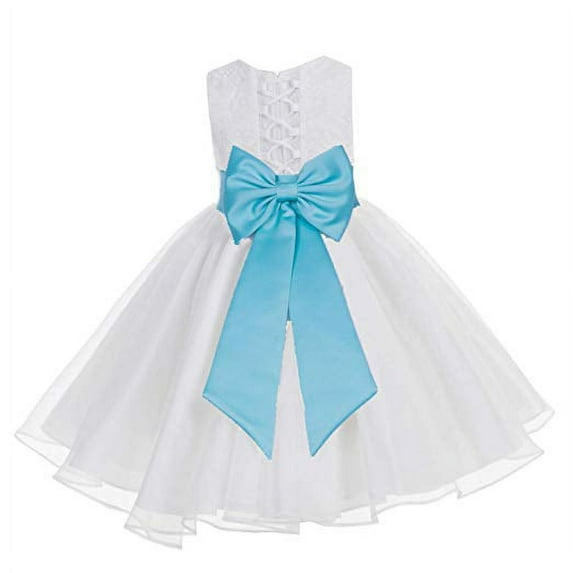 Ekidsbridal White Lace Organza Flower Girl Dress Toddler Christening Princess Pageant Communion Baptism Ballroom Gown 186T 4