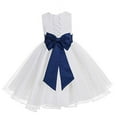 thumbnail image 1 of Ekidsbridal White Lace Organza Flower Girl Dress with Colored Sash for Toddlers Formal Evening Gown Pretty Princess 186T 4, 1 of 3
