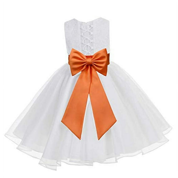 Ekidsbridal White Lace Organza Flower Girl Dress Toddler Christening Princess Pageant Communion Baptism Ballroom Gown 186T 6