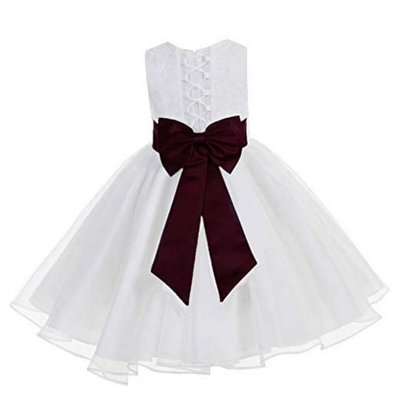 Ekidsbridal White Lace Organza Flower Girl Dress Toddler Christening Princess Pageant Communion Baptism Ballroom Gown 186T M